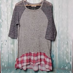 Memory Lane by Scrapbook mixed media 3/4 sleeve top large